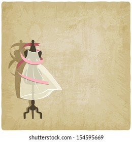 bride dress on old paper background - vector illustration