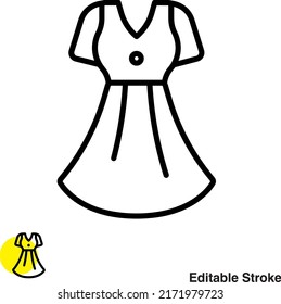 Bride Dress Vector Line Icon