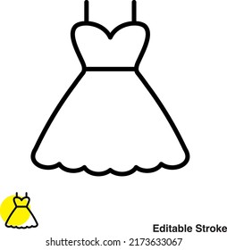 Bride Dress Vector Line Icon