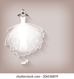 bride dress and wreath - vector illustration. eps 10