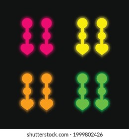 Novia Gana cuatro colores brillante icono del vector neón