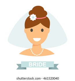 Bride flat icons for web. vector illustration isolated on white background