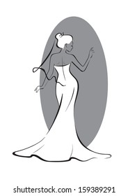 bride in front of the mirror Bride in front of the mirror. Line art.  Easy to edit separate layers.