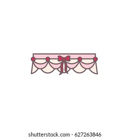 Bride garter with decorative bow. Simple vector symbol for sweet romantic design.