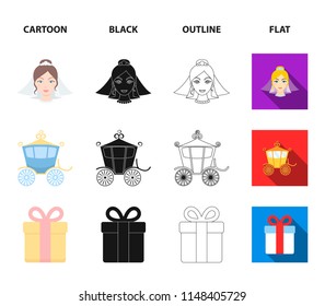 Bride, gift, wedding car. Wedding set collection icons in cartoon,black,outline,flat style vector symbol stock illustration web.