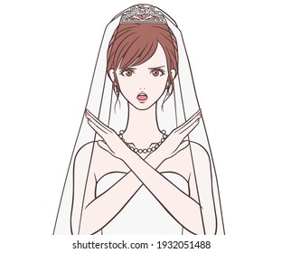 Bride giving an NG sign 