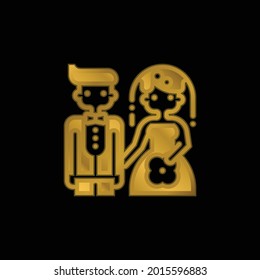 Bride gold plated metalic icon or logo vector