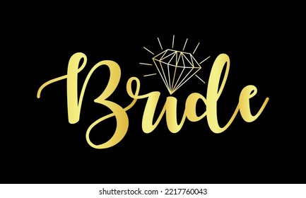 Color dorado de la novia con el diamante - Vector de boda y Clip Art