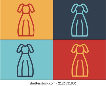 Bride Gown Logo Template, Simple Flat Icon of dress,gown,bride
