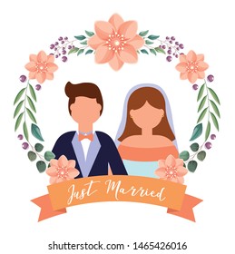 Bride and groom avatar design, Wedding marriage love celebration invitation and engagement theme Vector illustration