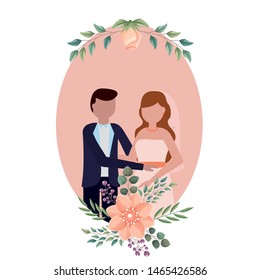 Bride and groom avatar design, Wedding marriage love celebration invitation and engagement theme Vector illustration
