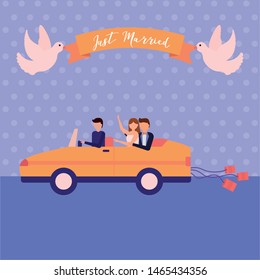 Bride and groom avatar design, Wedding marriage love celebration invitation and engagement theme Vector illustration