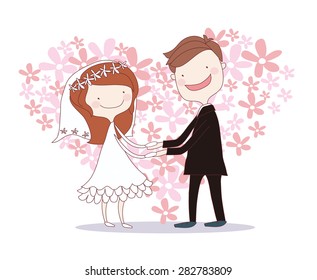 bride and groom, background, wedding invitation, the vector