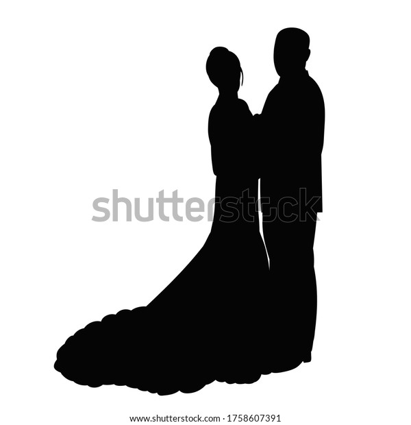 Bride Groom Black Silhouette Stock Vector (Royalty Free) 1758607391 ...