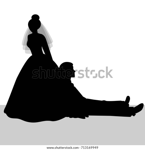 Bride Groom Black Silhouette Bride Groom Stock Vector Royalty