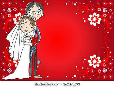 bride and groom with blank background