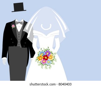 Bride and Groom - Blue background