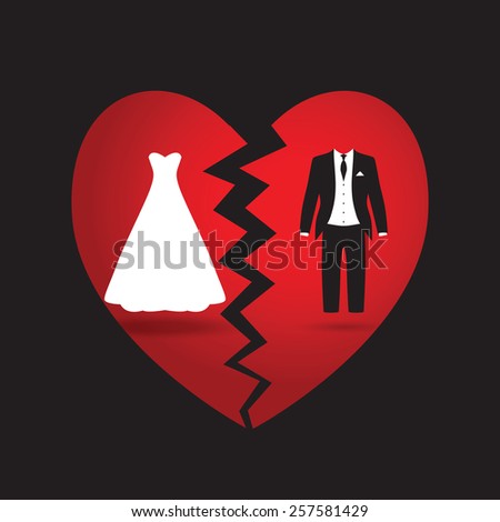 bride and groom broken heart