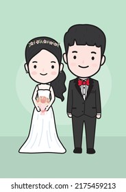 bride and groom cartoon character Wedding