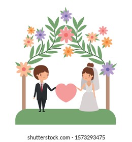 Bride and groom cartoon design, Wedding marriage love celebration invitation and engagement theme Vector illustration