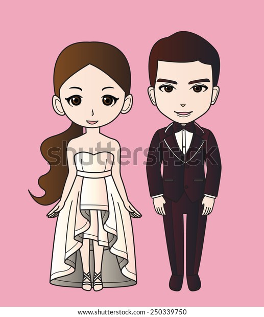 Bride Groom Cartoon Vector Royalty Free Stock Image