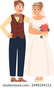 Bride and groom character. Happy wedding. Loving couple
