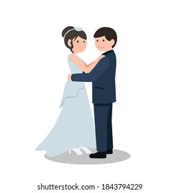 Bride and groom character on wedding ceremony