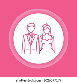 Bride and groom color line icon. Wedding ceremony. Isolated vector element. Outline pictogram for web page, mobile app, promo.