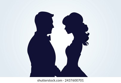 bride and groom couple silhouette vector illustration 