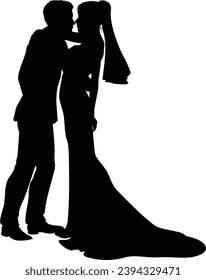 Bride And Groom Couple Wedding Dress Silhouettes