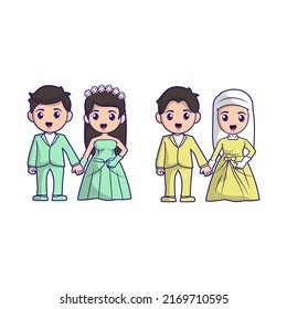 Bride and groom couple wedding illustration