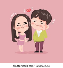 Bride And Groom cute cartoon chibi character, Love, Relationship, Sweetheart, Engagement, Valentine's Day. Wedding character