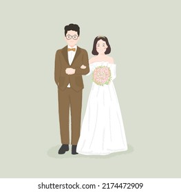 Bride And Groom Cute Wedding Cartoon