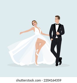 Die Braut und der Bräutigam tanzen auf der Hochzeit.
