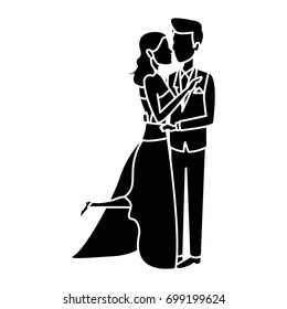 bride and groom embracing affection wedding