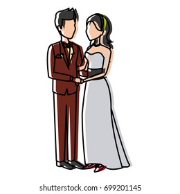 bride and groom embracing affection wedding scene