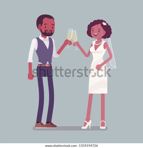 Bride Groom Enjoy Drinks On Wedding Stock Vector Royalty Free