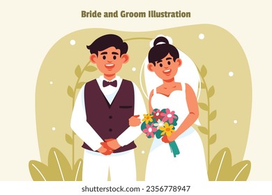 Bride and Groom Flat Illustration
