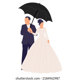 bride and groom in flat style, isolated, vector