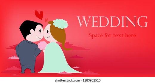 
The bride and groom are getting married.cartoon vector.