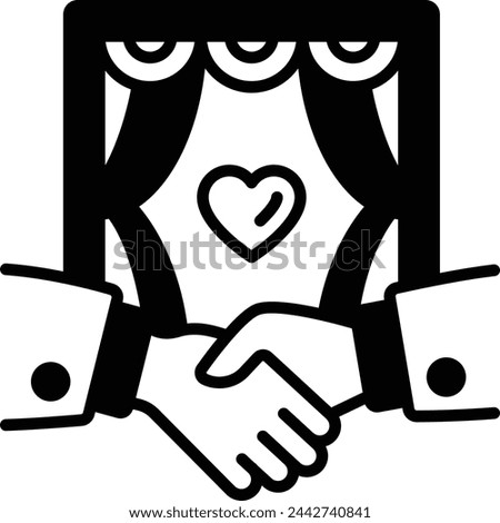 Bride and Groom holding hand each other concept, expression of bounding vector icon design, Muslim marriage Symbol, Islamic wedding customs Sign, Indian subcontinent matrimony stock illustration