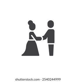 Bride and Groom holding hands vector icon. filled flat sign for mobile concept and web design. Wedding Couple glyph icon. Symbol, logo illustration. Vector graphics