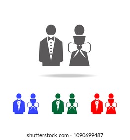 bride and groom icon. Elements of Valentine's Day in multi colored icons. Premium quality graphic design icon. Simple icon for websites, web design, mobile app on white background