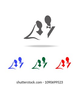 bride and groom icon. Elements of Valentine's Day in multi colored icons. Premium quality graphic design icon. Simple icon for websites, web design, mobile app on white background