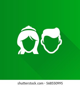Bride and groom icon in Metro user interface color style. Married couple newlywed
