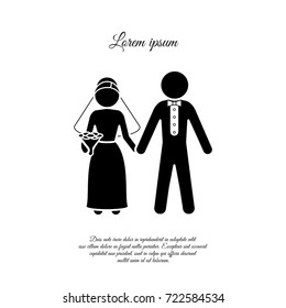Bride And Groom Icon.  Newlyweds Icon