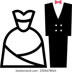 Bride and groom icon. Wedding symbol. Marriage sign