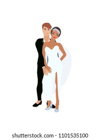 Bride and groom isolated