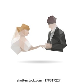 Bride and groom isolated on a white backgrounds, vector illustration