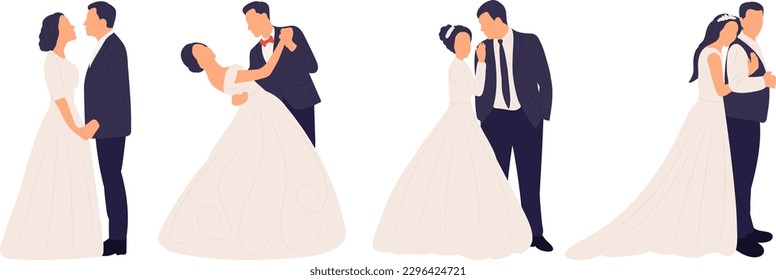 bride and groom isolated vector